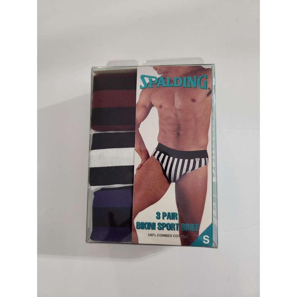 Spalding Bikini‎ Sport Brief Multicolor Striped 3 Pack Vintage Small
